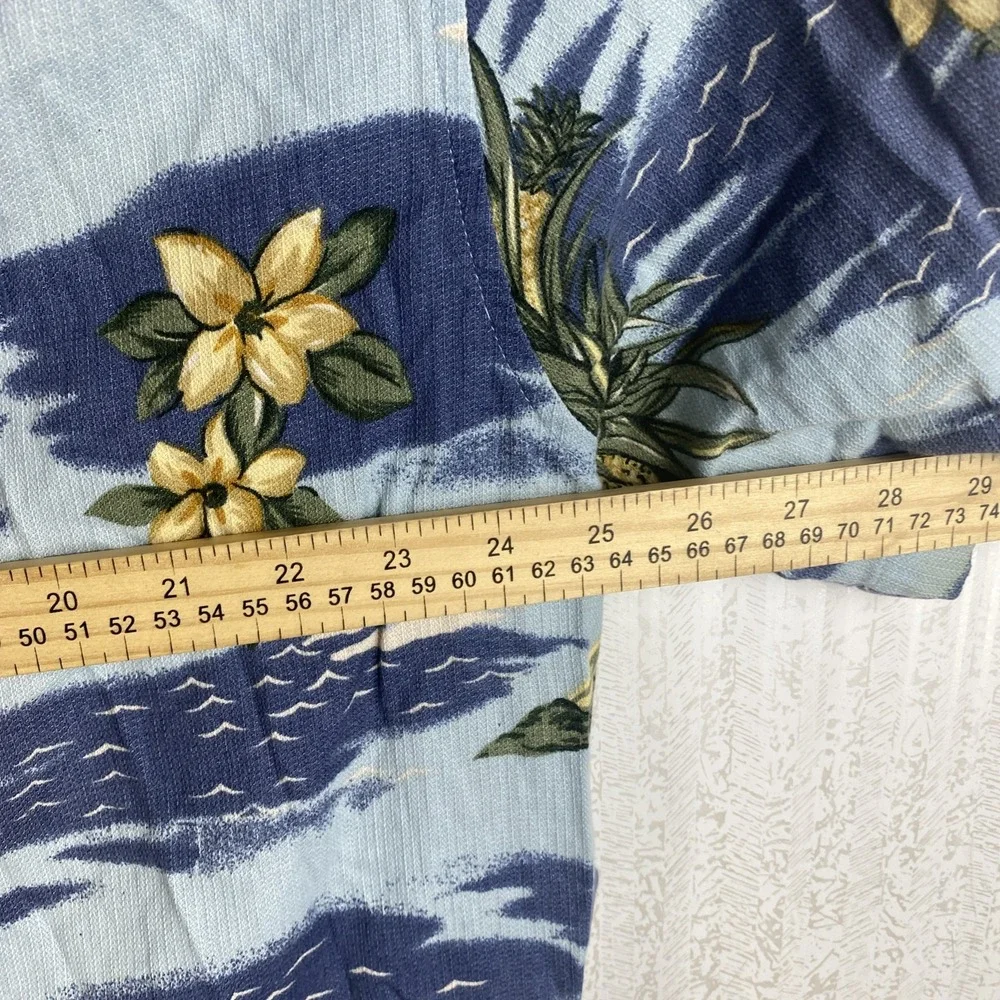 Cherokee Waikiki Wear Button Down Shirt Mens‎ Size XXL Blue Floral Short Sleeve